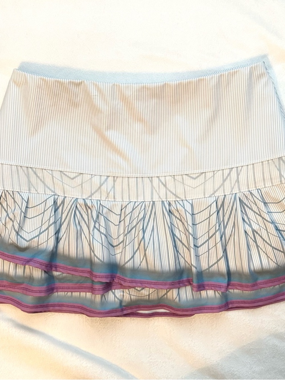 LUCKY IN LOVE Gray Purple Blue Tennis Golf Athletic Active Ruffle Skort L Womens